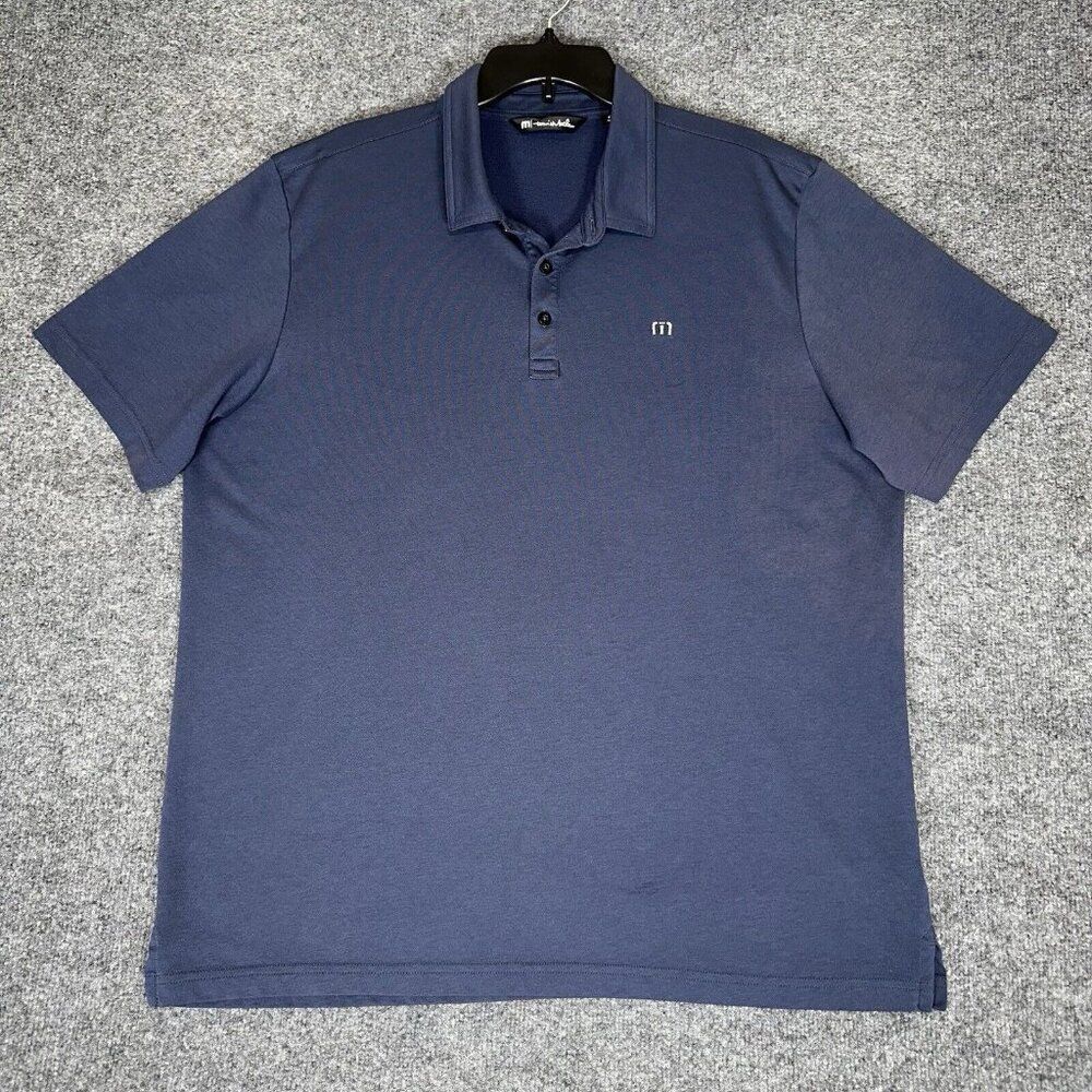 Travis Mathew Polo Shirt Mens 2XL Navy Blue Golf‎ Short Sleeve Performance Adult